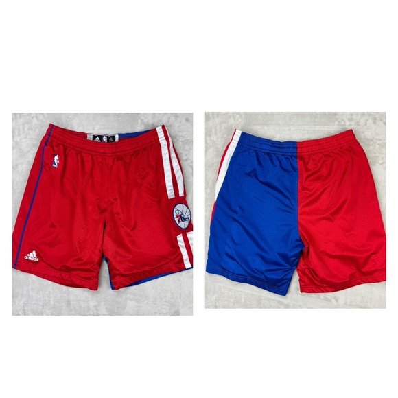 Vintage Adidas‎ Philadelphia 76ers Basketball Shorts XL Blue/red Two Tone - Picture 1 of 11